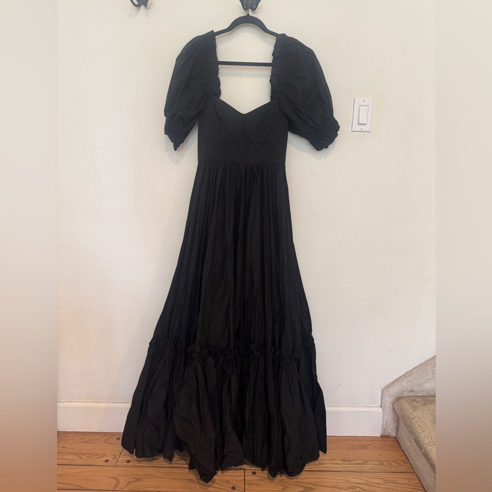 SELKIE Elegant Black Dress with Puff Sleeves - Picture 6 of 8